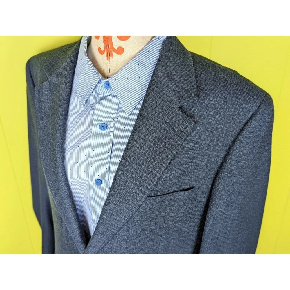 Lauren Ralph Lauren Men 40 R Blue 2-Btn Blazer Jacket Soft Woven Herringbone EUC